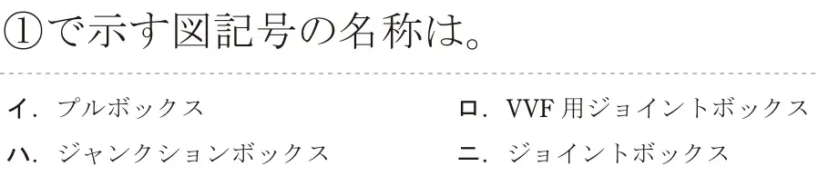 令和5年度上期（午後） 第二種電気工事士 学科試験 問31:①で示す図記号の名称は。