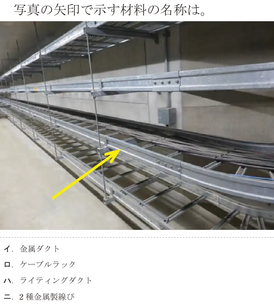 令和6年度上期 第二種電気工事士 学科試験 問16:写真の矢印で示す材料の名称は。