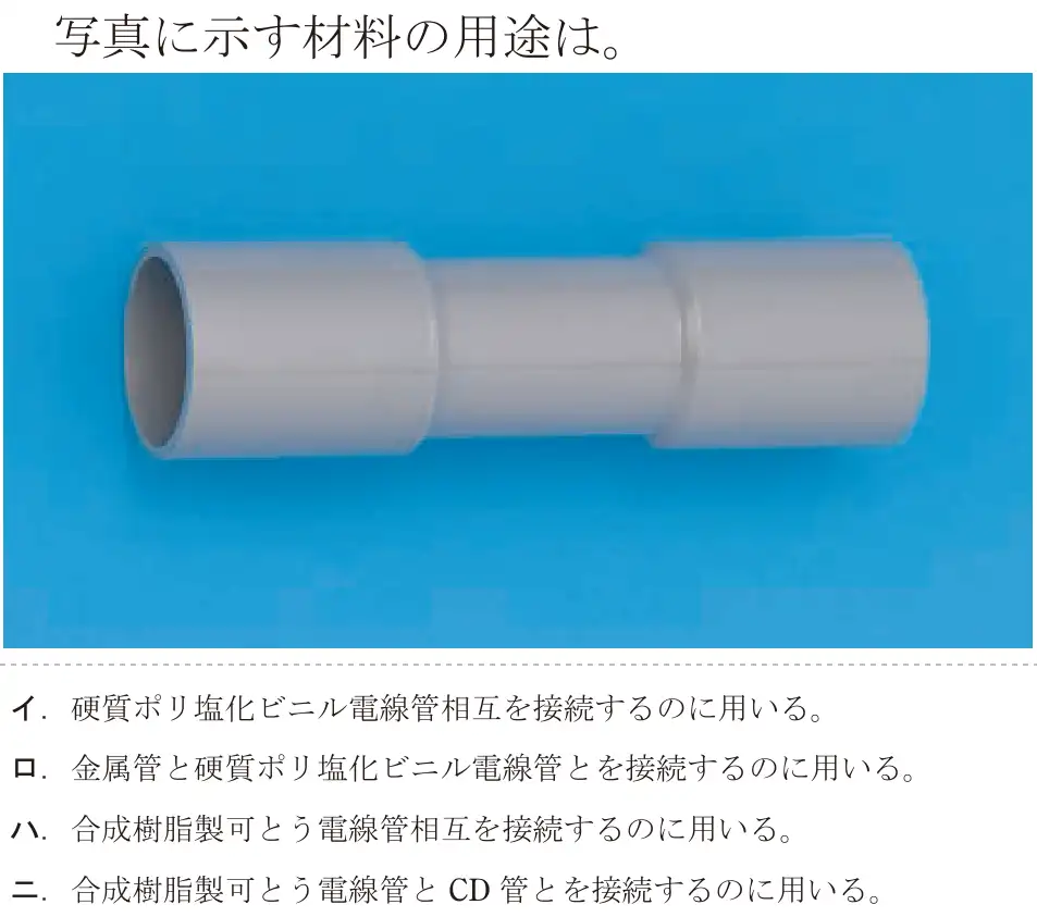 令和7年度上期 第二種電気工事士 学科試験 問16:写真に示す材料の用途は。